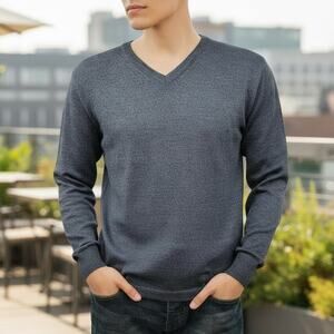 Vintage Henry Grethel Sweater Merino Wool Silk Acrylic Made in Italy V-Neck M